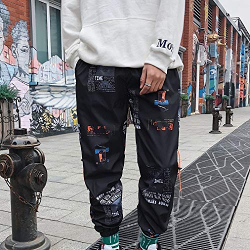 Pantalones Streetwear para Hombre Deporte Holgado Guapo Hip-Hop Pantalones cómodos Transpirables Resistentes al Desgaste de Nueve Puntos