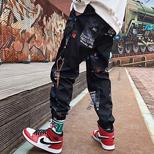 Pantalones Streetwear para Hombre Deporte Holgado Guapo Hip-Hop Pantalones cómodos Transpirables Resistentes al Desgaste de Nueve Puntos