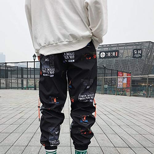Pantalones Streetwear para Hombre Deporte Holgado Guapo Hip-Hop Pantalones cómodos Transpirables Resistentes al Desgaste de Nueve Puntos