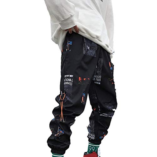 Pantalones Streetwear para Hombre Deporte Holgado Guapo Hip-Hop Pantalones cómodos Transpirables Resistentes al Desgaste de Nueve Puntos Pantalones Streetwear para Hombre Deporte Holgado Guapo Hip-Hop Pantalones cómodos Transpirables Resistentes al Desgaste de Nueve Puntos