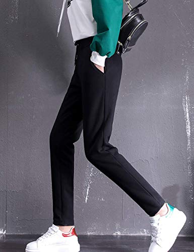 Pantalones térmicos de correr para mujer con cordón, pantalones de senderismo forrados, leggings deportivos con forro polar interior, pantalones de chándal con bolsillo Negro L Pantalones térmicos de correr para mujer con cordón, pantalones de senderismo forrados, leggings deportivos con forro polar interior, pantalones de chándal con bolsillo Negro L