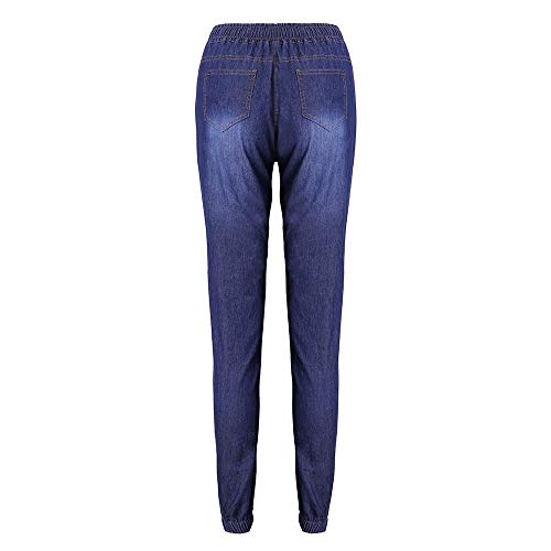 Pantalones Vaqueros Cintura Bajo para Mujer Invierno Primavera,PAOLIAN Vaqueros Elasticos Negro Flaco Tallas Grandes Pantalones Jeans de Harem Mid Straight Largo con Cordónes Casual