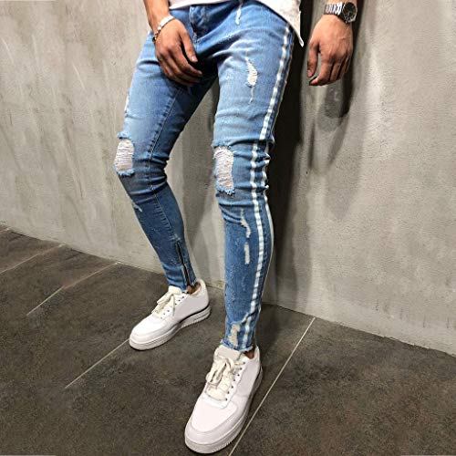 Pantalones Vaqueros para Hombre Casuales Moda Pantalones Vaqueros Rotos Hombre Jeans Trend Largo Pantalones Pants Skinny Pantalon Ropa Fitness Hombre Jeans Largos Pantalones vpass