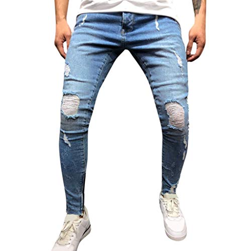 Pantalones Vaqueros para Hombre Casuales Moda Pantalones Vaqueros Rotos Hombre Jeans Trend Largo Pantalones Pants Skinny Pantalon Ropa Fitness Hombre Jeans Largos Pantalones vpass