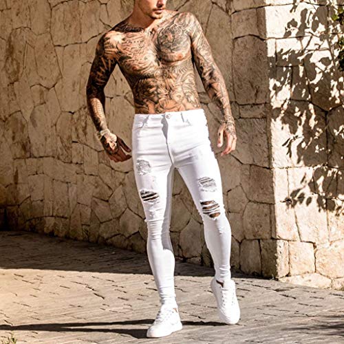 Pantalones Vaqueros para Hombre, Pantalones Casuales Moda Jeans Rotos Trend Largo Pantalones Pants Skinny Pantalon Fitness Jeans Slim Fit Largos Pantalones Ropa de Hombre