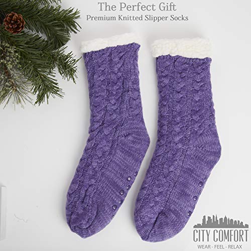 Pantuflas mullidas para mujeres y hombres que retienen el calor, con suela antideslizante - Calcetines de punto de lana Sherpa, también para la cama Pantuflas mullidas para mujeres y hombres que retienen el calor, con suela antideslizante - Calcetines de punto de lana Sherpa, también para la cama