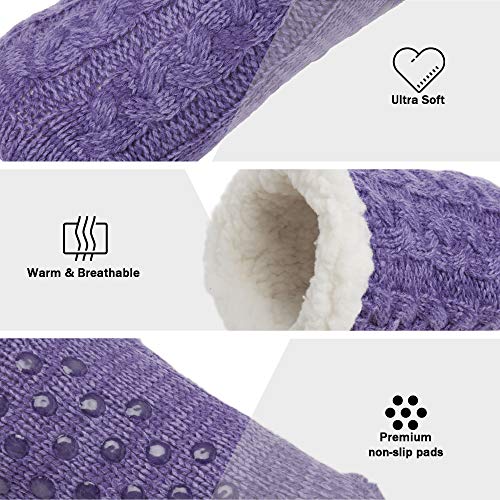 Pantuflas mullidas para mujeres y hombres que retienen el calor, con suela antideslizante - Calcetines de punto de lana Sherpa, también para la cama Pantuflas mullidas para mujeres y hombres que retienen el calor, con suela antideslizante - Calcetines de punto de lana Sherpa, también para la cama