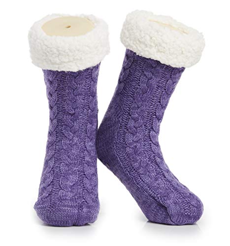 Pantuflas mullidas para mujeres y hombres que retienen el calor, con suela antideslizante - Calcetines de punto de lana Sherpa, también para la cama Pantuflas mullidas para mujeres y hombres que retienen el calor, con suela antideslizante - Calcetines de punto de lana Sherpa, también para la cama
