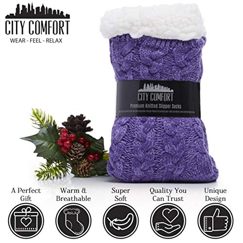 Pantuflas mullidas para mujeres y hombres que retienen el calor, con suela antideslizante - Calcetines de punto de lana Sherpa, también para la cama Pantuflas mullidas para mujeres y hombres que retienen el calor, con suela antideslizante - Calcetines de punto de lana Sherpa, también para la cama