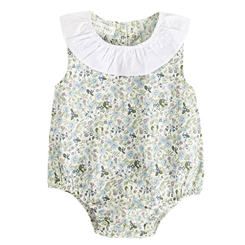 PAOLIAN Ropa para bebé niñas Monos Verano 2018 Mameluco Impresion de Floral Sin Mangas Cuello Redondo Fiestas Conjuntos para recién Nacidos bebés niñas de 6 Meses - 3 años (12M, Verde)