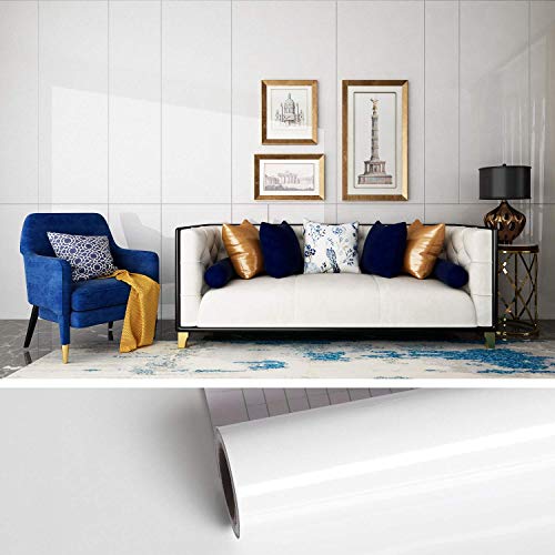 Papel Adhesivo para Muebles Brillante Blanco 30cmX3m per Rollo Impermeable Vinilo Pegatina Decorativo Papel Pintado Moderno de PVC para Decorar y Proteger Cocina Baño Dormitorio Sala Habitación PVC Papel Adhesivo para Muebles Brillante Blanco 30cmX3m per Rollo Impermeable Vinilo Pegatina Decorativo Papel Pintado Moderno de PVC para Decorar y Proteger Cocina Baño Dormitorio Sala Habitación PVC