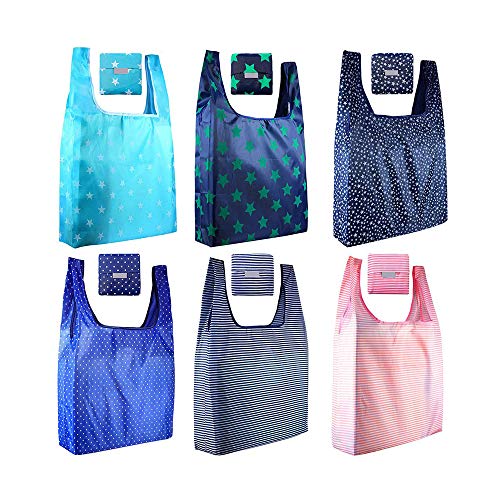 Paquete de 12 bolsas plegables reutilizables para comestibles, ecológicas, plegables, con capacidad para hasta 20 libras, impermeables, lavables y duraderas, ligeras.