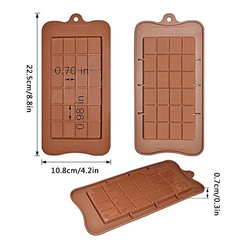 Paquete de 4 moldes para chocolate de silicona, moldes para barras de proteína y energía de silicona antiadherente de grado alimenticio, moldes de chocolate separables para hornear DIY