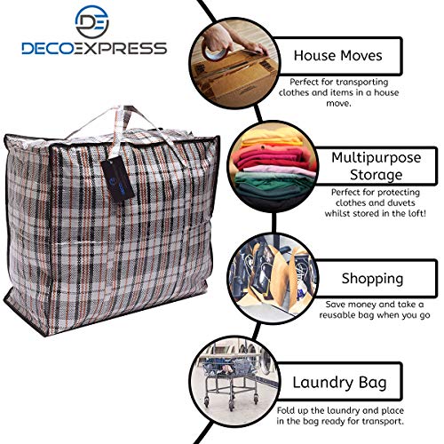 Paquete de 8 bolsas de compras XX-Large STRONG Storage Laundry - Bolsas XXL con cremallera y asas a cuadros - Bolsa reutilizable con cierre de cremallera (surtido) Paquete de 8 bolsas de compras XX-Large STRONG Storage Laundry - Bolsas XXL con cremallera y asas a cuadros - Bolsa reutilizable con cierre de cremallera (surtido)
