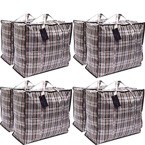 Paquete de 8 bolsas de compras XX-Large STRONG Storage Laundry - Bolsas XXL con cremallera y asas a cuadros - Bolsa reutilizable con cierre de cremallera (surtido) Paquete de 8 bolsas de compras XX-Large STRONG Storage Laundry - Bolsas XXL con cremallera y asas a cuadros - Bolsa reutilizable con cierre de cremallera (surtido)