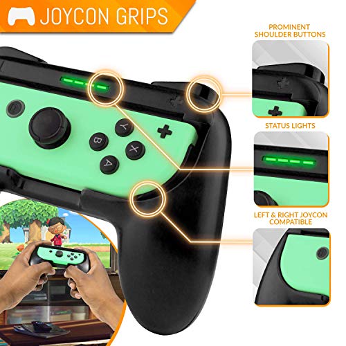 Paquete de accesorios de fiesta Orzly para Nintendo Switch Console con controladores y ruedas de carreras, bandas de baile, raquetas de tenis -16 accesorios para fiestas y bolsa de transporte