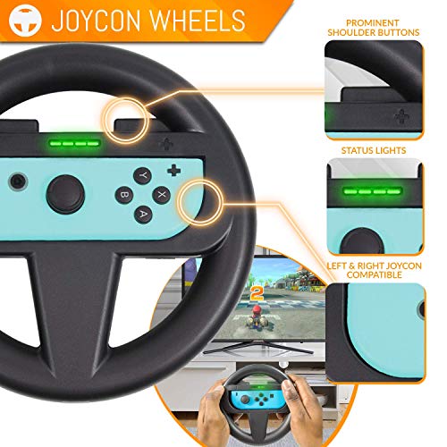 Paquete de accesorios de fiesta Orzly para Nintendo Switch Console con controladores y ruedas de carreras, bandas de baile, raquetas de tenis -16 accesorios para fiestas y bolsa de transporte Paquete de accesorios de fiesta Orzly para Nintendo Switch Console con controladores y ruedas de carreras, bandas de baile, raquetas de tenis -16 accesorios para fiestas y bolsa de transporte