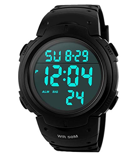 para la práctica de Deportes de los Relojes Digitales - 50 m Impermeable Deporte Reloj con Alarma Cronómetro, Color Negro Big Face Running Reloj de Pulsera con. para la práctica de Deportes de los Relojes Digitales - 50 m Impermeable Deporte Reloj con Alarma Cronómetro, Color Negro Big Face Running Reloj de Pulsera con.
