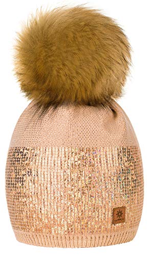 Para Mujer Invierno Más Cálido Sombrero Gorra with Large Pom Pom de la Bola Gorra tejida Gorra Grande Snowboard Ski Bobble Small Crystals Sequins 4sold (Beige) Para Mujer Invierno Más Cálido Sombrero Gorra with Large Pom Pom de la Bola Gorra tejida Gorra Grande Snowboard Ski Bobble Small Crystals Sequins 4sold (Beige)