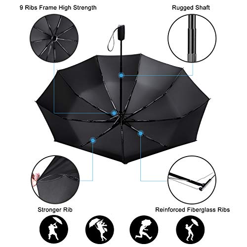 Paraguas, AMVUZ Abre/Cierra Automático Paraguas de Lluvia para el Viaje a Prueba de Viento