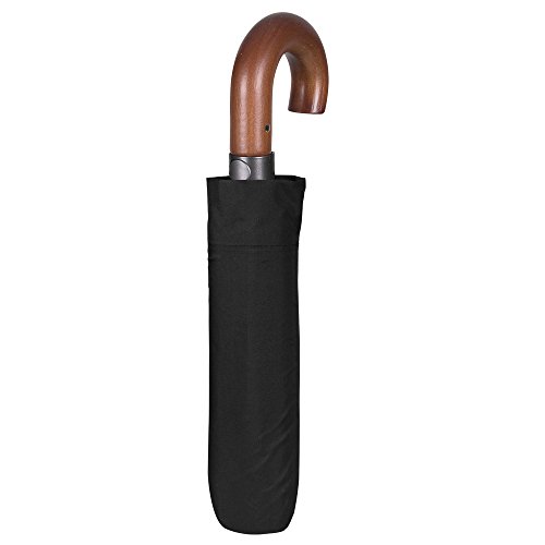 Paraguas Plegable Negro Mango Curvo Madera Hombre - Paraguas Compacto Corto de Viaje Practico y Elegante - Antiviento Resistente Automático - Diametro 104 cm - Perletti (Mango Curvo de Madera) Paraguas Plegable Negro Mango Curvo Madera Hombre - Paraguas Compacto Corto de Viaje Practico y Elegante - Antiviento Resistente Automático - Diametro 104 cm - Perletti (Mango Curvo de Madera)