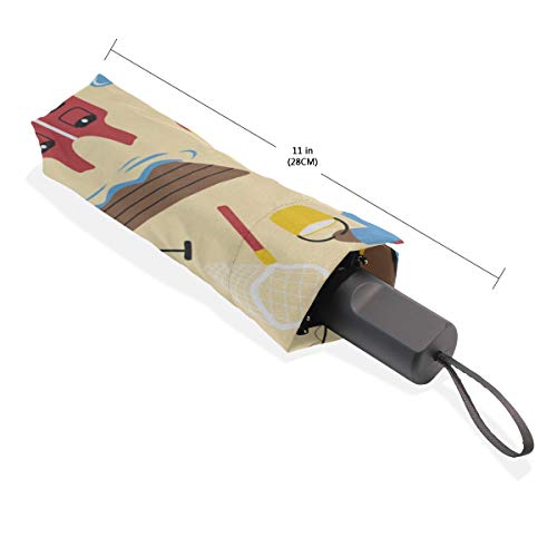 Paraguas Remando invertido Pintura a Mano Deportes Personalizado Portátil Compacto Paraguas Plegable Protección contra Rayos UV A Prueba de Viento Viajes al Aire Libre Mujeres Paraguas Colorido