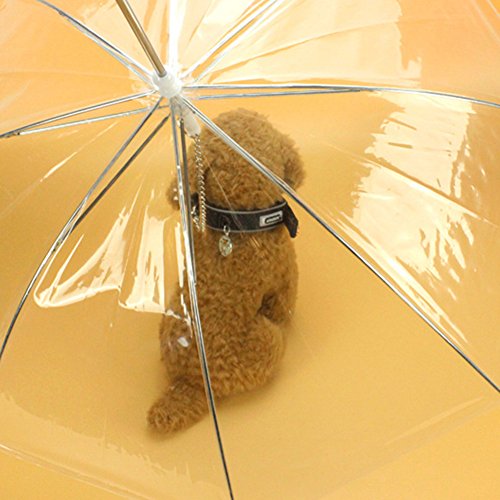 Paraguas transparente y plegable de 50,1 cm con correa para perros y mascotas pequeños ideal para la lluvia, la nieve y un clima húmedo