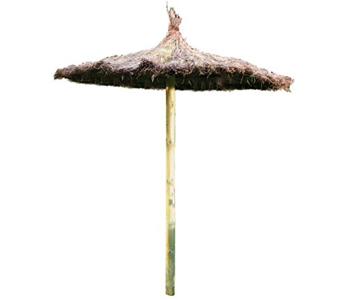 PARASOL O SOMBRILLA CON MANTO DE BREZO Y POSTA DE MADERA