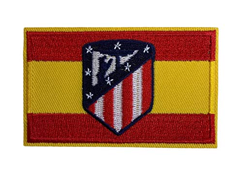 Parche Bandera de España Atletico de Madrid 8x5 cm | Muy Adherentes | Patch Stickers Para Decorar Tu Ropa | Fáciles de Poner en Chaquetas Pantalones Camisas y Objetos de Tela