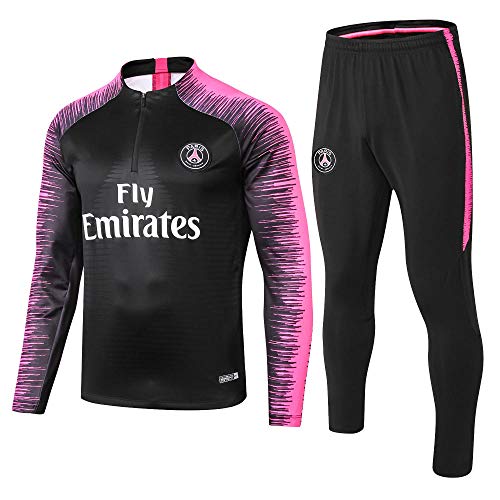 Paris Black Camiseta de Manga Larga de fútbol Primavera y otoño Chaqueta Apariencia Adultos Sudaderas Trajes de Entrenamiento, XL