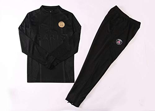 Paris Black Camiseta de Manga Larga Ropa de fútbol Primavera y otoño Apariencia Adultos Sudaderas Trajes de Entrenamiento, S