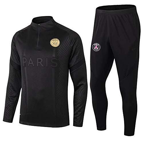 Paris Black Camiseta de Manga Larga Ropa de fútbol Primavera y otoño Apariencia Adultos Sudaderas Trajes de Entrenamiento, S