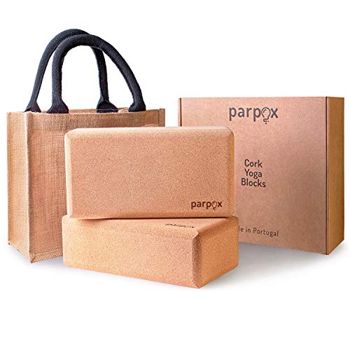 Parpox Bloque Yoga de Corcho Premium | Yoga Block en Corcho 100% Natural y Sostenible | Set con Bolsa de Almacenamiento y Transporte Estirar, Pilates y Todo Tipo de Yoga | Paquete de 2 Parpox Bloque Yoga de Corcho Premium | Yoga Block en Corcho 100% Natural y Sostenible | Set con Bolsa de Almacenamiento y Transporte Estirar, Pilates y Todo Tipo de Yoga | Paquete de 2