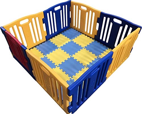 Parque de Bebe XL 8 Piezas Star Ibaby Play Twin/Incluye alfombra puzzle 16 piezas/Multiples Formas de Montaje Parque de Bebe XL 8 Piezas Star Ibaby Play Twin/Incluye alfombra puzzle 16 piezas/Multiples Formas de Montaje