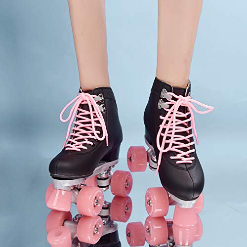 Patines de velocidad para mujeres adultas 4 ruedas exteriores retro zapatillas de monopatín Quad 2 línea para las niñas (Color: negro, talla 44)