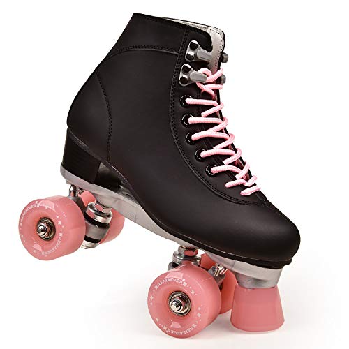 Patines de velocidad para mujeres adultas 4 ruedas exteriores retro zapatillas de monopatín Quad 2 línea para las niñas (Color: negro, talla 44) Patines de velocidad para mujeres adultas 4 ruedas exteriores retro zapatillas de monopatín Quad 2 línea para las niñas (Color: negro, talla 44)