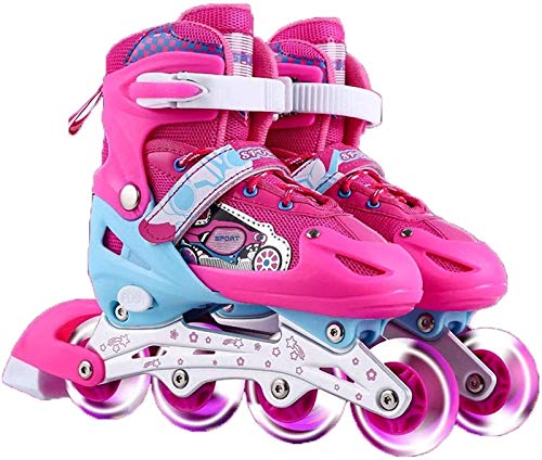 Patines en línea Ajustables, con Ruedas de iluminación para niños Rollerskates, con Marcos de Aluminio y rodamientos ABEC-7, para una niña, niño, Mujeres, Hombres Zapatos Patines