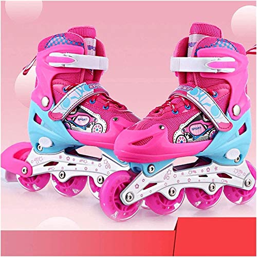 Patines en línea Ajustables, con Ruedas de iluminación para niños Rollerskates, con Marcos de Aluminio y rodamientos ABEC-7, para una niña, niño, Mujeres, Hombres Zapatos Patines