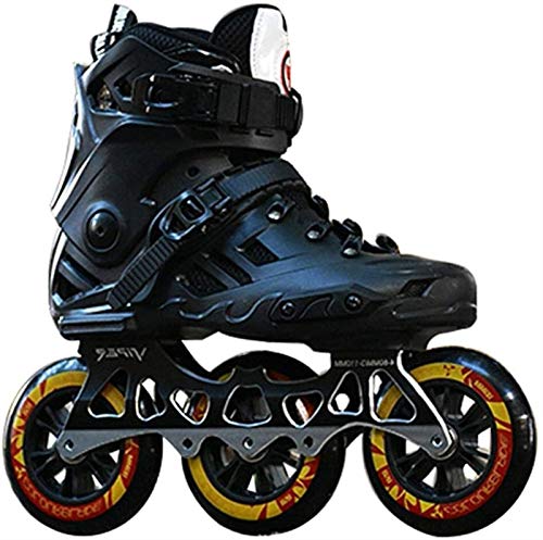 Patines en línea ajustables para patinaje profesional de una hilera, patines en línea para adultos, patines universales para hombres y mujeres (color: negro, talla: 43)