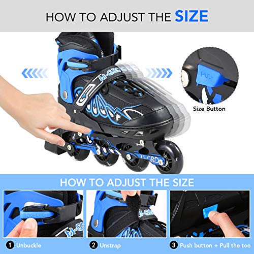 Patines En Línea, Inline Skates Ajustables Adultos, con Todas Las Ruedas Iluminadas, Iluminaciones Divertidas para Niñas Y Mujeres Blue-M(33-37)