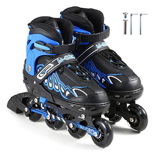 Patines En Línea, Inline Skates Ajustables Adultos, con Todas Las Ruedas Iluminadas, Iluminaciones Divertidas para Niñas Y Mujeres Blue-M(33-37)