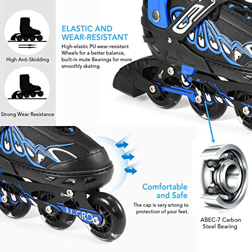 Patines En Línea, Inline Skates Ajustables Adultos, con Todas Las Ruedas Iluminadas, Iluminaciones Divertidas para Niñas Y Mujeres Blue-M(33-37)