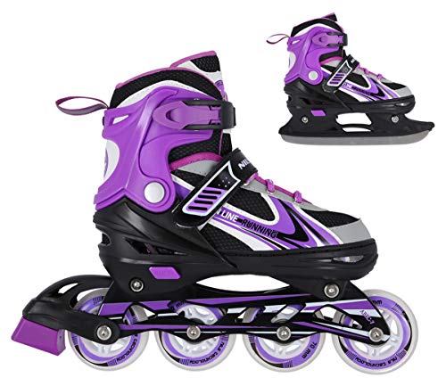 Patines en línea NILS 2 en 1 Legacy Lila ABEC7 talla 29-33 34-38 39-43 ajustable, 34-38