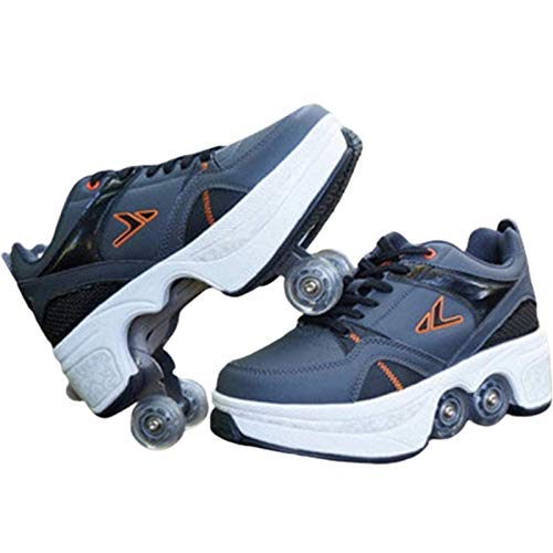 Patines, Zapatos con Ruedas Patines con Ruedas - Botas de Patinaje de Velocidad para Exteriores, Cuatro Rondas de Zapatos para Correr Patines con Ruedas, Zapatillas con Ruedas Zapatos con RU