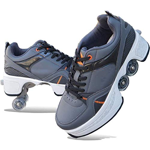 Patines, Zapatos con Ruedas Patines con Ruedas - Botas de Patinaje de Velocidad para Exteriores, Cuatro Rondas de Zapatos para Correr Patines con Ruedas, Zapatillas con Ruedas Zapatos con RU