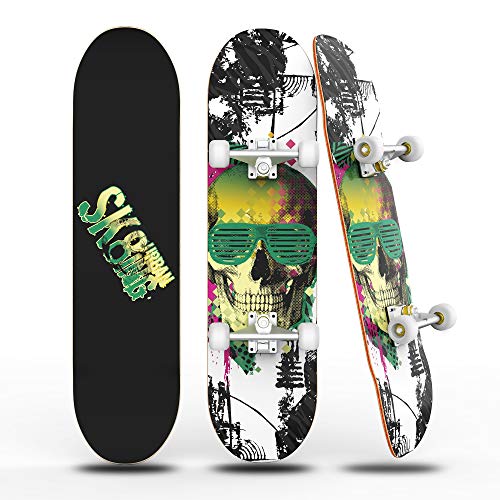 Patinetas para principiantes, patineta completa con rodamiento ABEC 7, rueda 95A, cubierta de arce de 8 capas para adolescentes y adultos, patineta doble Kick Deck Concave Cruiser Trick Patinetas para principiantes, patineta completa con rodamiento ABEC 7, rueda 95A, cubierta de arce de 8 capas para adolescentes y adultos, patineta doble Kick Deck Concave Cruiser Trick