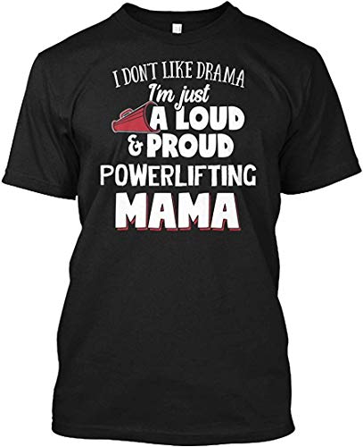Patisaner Men's Printed with Funny Powerlifting Mom Gift Loud and Proud Camiseta de Manga Corta con Cuello Redondo