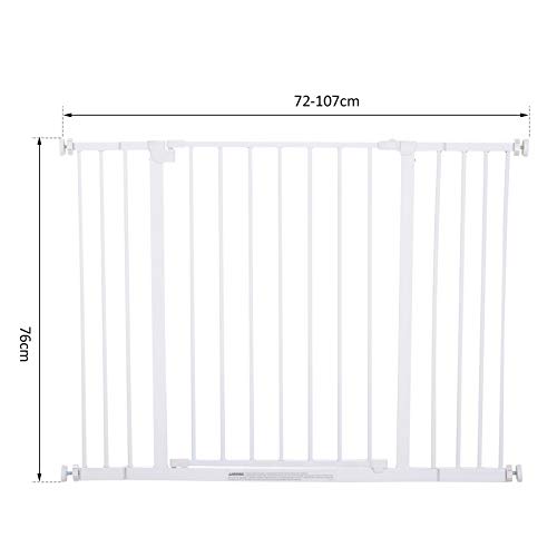 Pawhut Barrera de Seguridad Extensible Puertas y Escaleras Metálica para Perros y Bebé Barrera Puertas Mascota 72-107x76cm Pawhut Barrera de Seguridad Extensible Puertas y Escaleras Metálica para Perros y Bebé Barrera Puertas Mascota 72-107x76cm