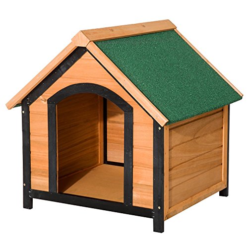 Pawhut Caseta de Madera Maciza para Perro Casa de Perro Impermeable con Patas Elevadas para Interior y Exterior 72x76x76cm