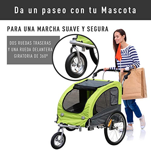 Pawhut Remolque Bicicleta Perros Carro Cochecito para Transporte Mascota 2 en 1 con Barra de Paseo Amortiguador Rueda Giratoria 360° Reflectores Carga Máx. 30kg Pawhut Remolque Bicicleta Perros Carro Cochecito para Transporte Mascota 2 en 1 con Barra de Paseo Amortiguador Rueda Giratoria 360° Reflectores Carga Máx. 30kg